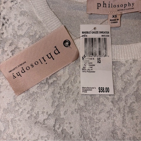 Philosophy White Gauze Top with Asymmetrical Hem, NWT - Picture 3 of 5